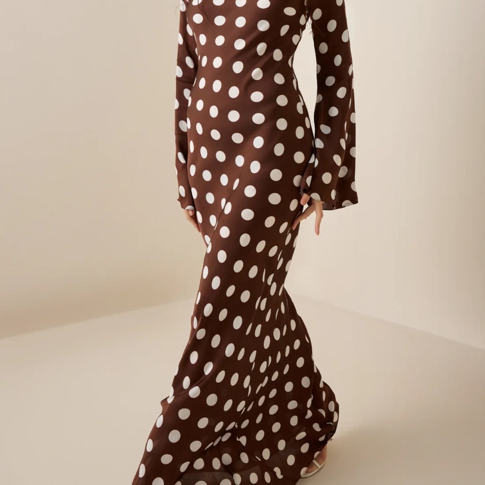 HEMANT & NANDITA Brown and White Polka Dot Dress size Small - Picture 8 of 16